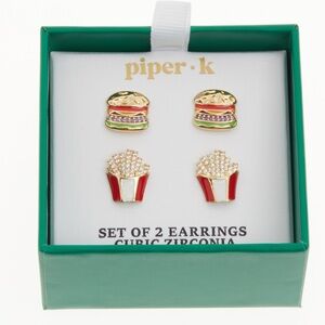 NWT 🍔🍟 Piper K Fast food Cheeseburger and Fries Earrings Set of 2 pairs